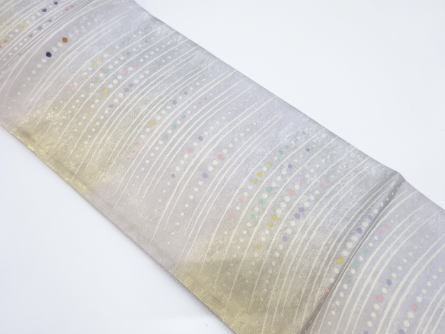 JAPANESE KIMONO / VINTAGE FUKURO OBI / SILK / WOVEN ABSTRACT STRIPE